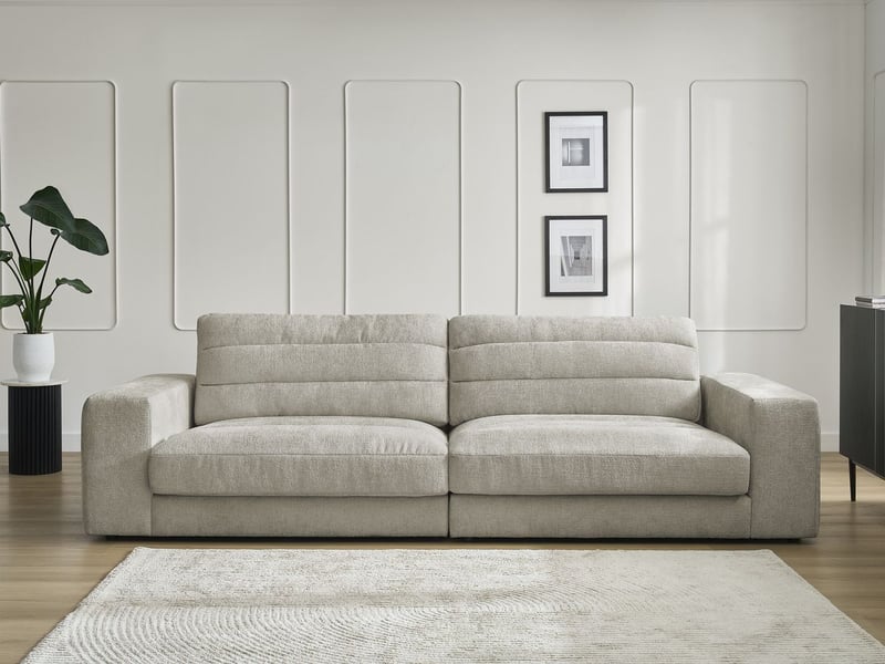  Bobochic canapé droit fixe 3 places sierra tissu texturé taupe SIERRA - Conforama D