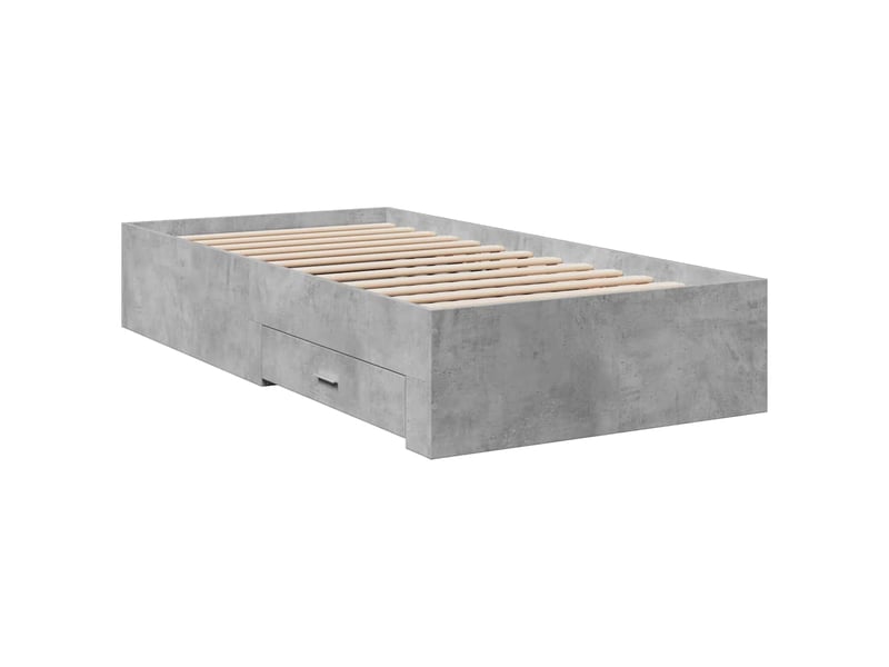  Lit simple- lit adulte -  cadre de lit avec tiroirs sans matelas gris béton 90x190 cm  - Conforama B