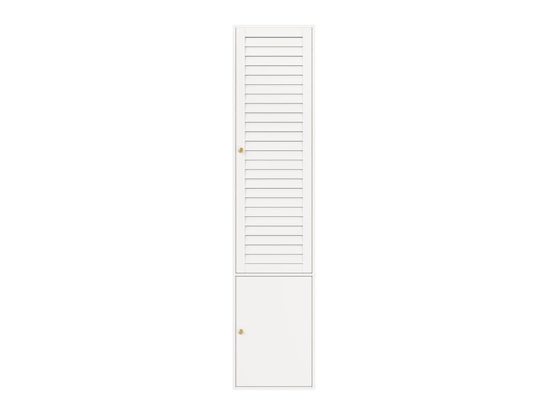  Armoire étroite de chambre 45 x 50 x 200 cm avec 1 porte à persiennes, 3 compartiments et tringle, armoire haute, blanc  - Conforama A