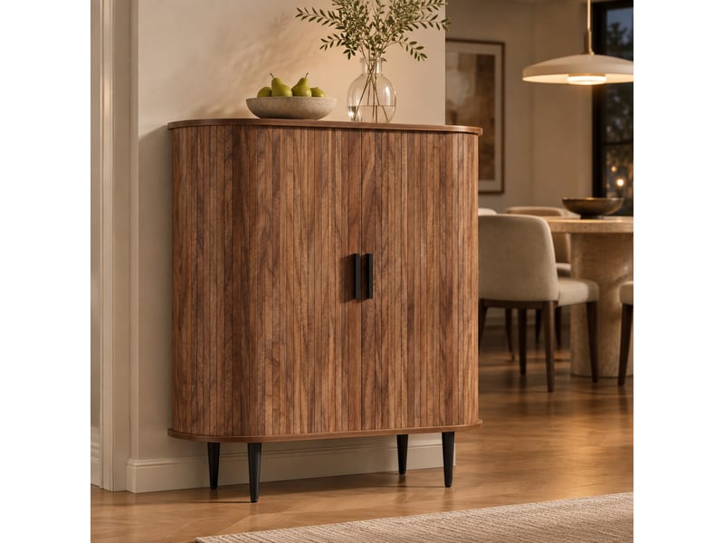  Buffet de rangement à portes coulissantes avec 4 crochets - lpospi - étagères réglables mdf naturel 85 × 43 × 90 cm  - Conforama C