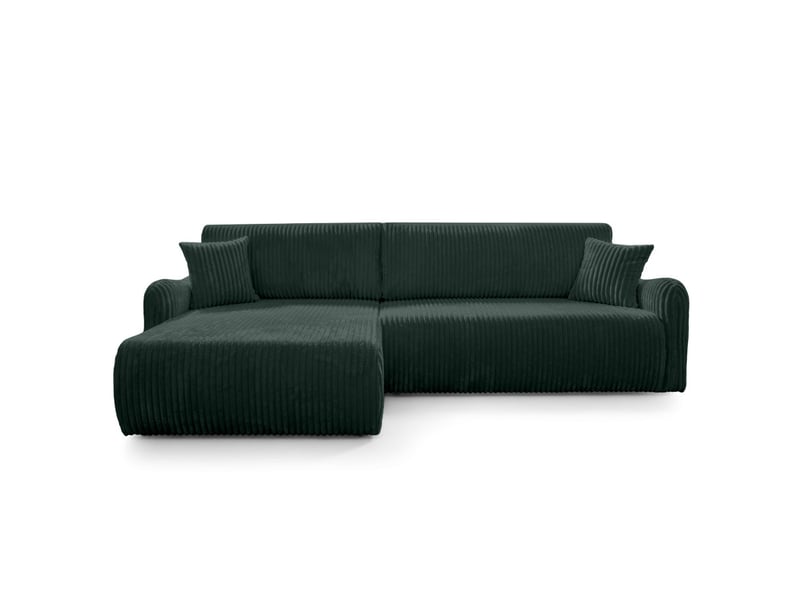 Apoline - canapé d'angle réversible convertible 4 places avec coffre en velours côtelé épais - Conforama C