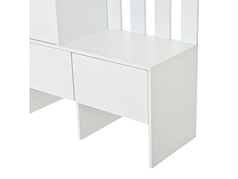  Vestiaire d'entrée 7-en-1 avec meuble à chaussures 160x35x160 cm blanc mdf  - Conforama R