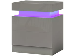 Table de chevet avec éclairage led, 2 tiroirs et commande par application, idéale pour la chambre ou le salon, 45 x 35 x 52 cm, grise