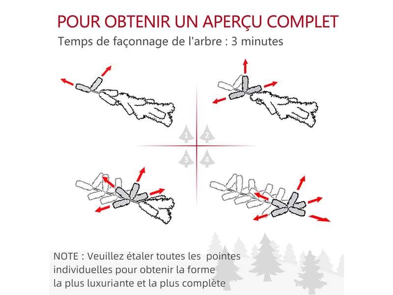  Sapin de noël 60 cm arbre de noël de table avec lumière led, 141 pointes, pommes de pin et baies rouges, base en béton  - Conforama W