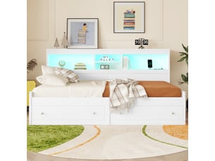 Lit banquette 90x200 cm <strong>OXEZA</strong>  <strong></strong> coloris blanc