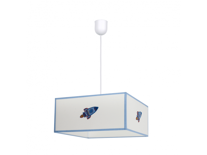  Suspension enfant fabrilamp cohete blanc et bleu 1xe27 hauteur réglable 30-75 cm 35 x 35 cm 117193501 - Conforama A