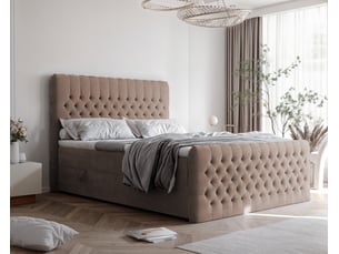 Lit coffre 200x200 cm <strong>IDOHOME</strong>  <strong>ALBA PLUS</strong> coloris marron