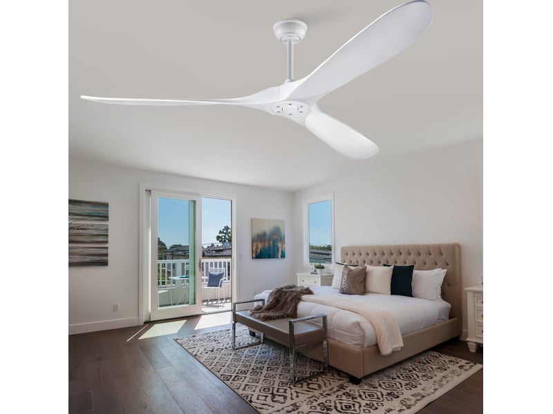  Ventilateur de plafond 182x182cm blanc à 3 pales avec télécommande  - Conforama E