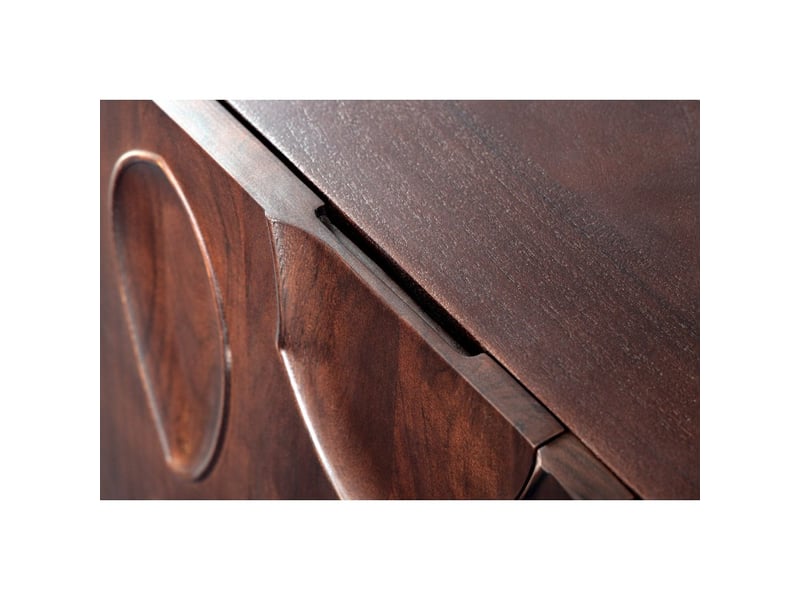  Buffet 175 cm 4 portes bois massif acacia noyer foncé – collection origin  - Conforama E