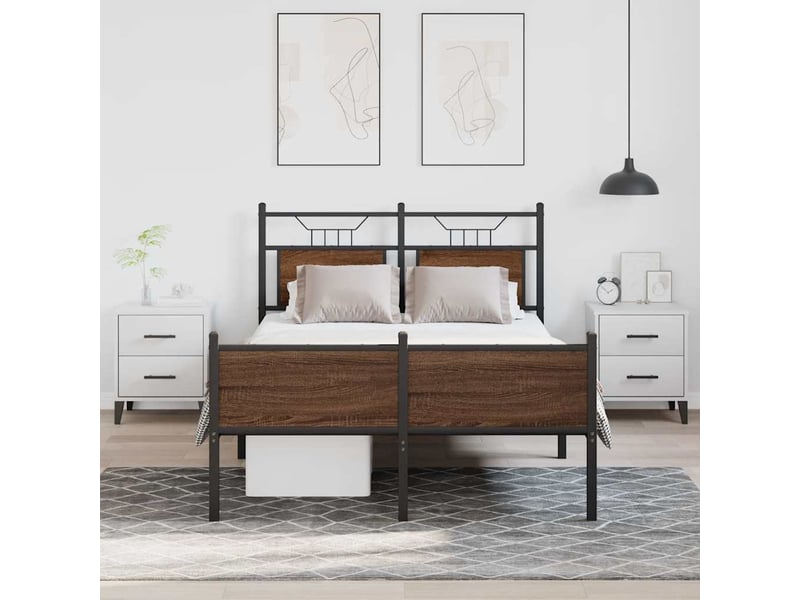  Lit double- lit adulte -  cadre de lit sans matelas chêne marron 120x190 cm  - Conforama C