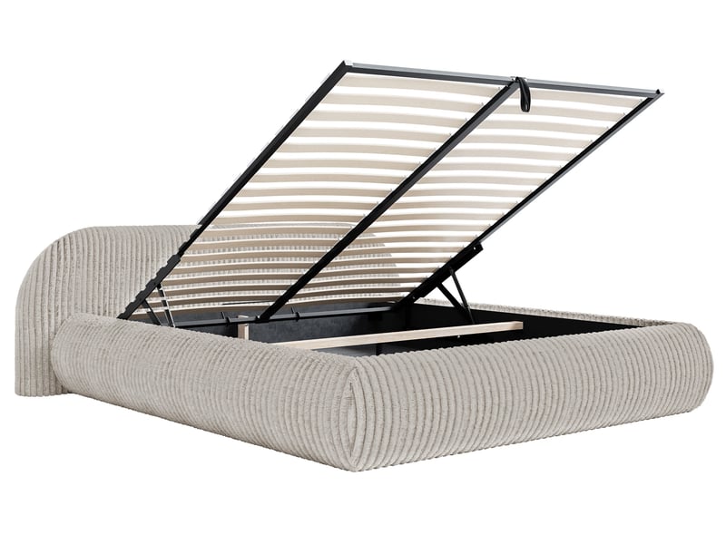 Selsey shels - lit rembourré - 200x200 cm - velours côtelé gris Shels Low - Conforama D