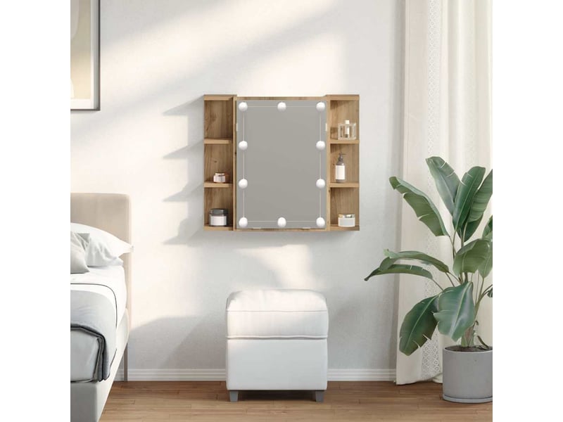  Armoire à miroir avec led chêne artisanal 70x16.5x60 cm  - Conforama C