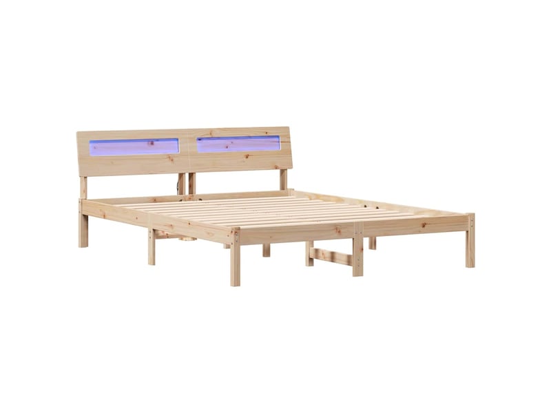  Lit double- lit adulte -  cadre de lit avec tête de lit marron 150 x 200 cm pin massif  - Conforama A