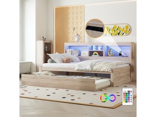 Lit banquette 90x200 cm <strong>ZOVIRA</strong>  <strong></strong> coloris naturel