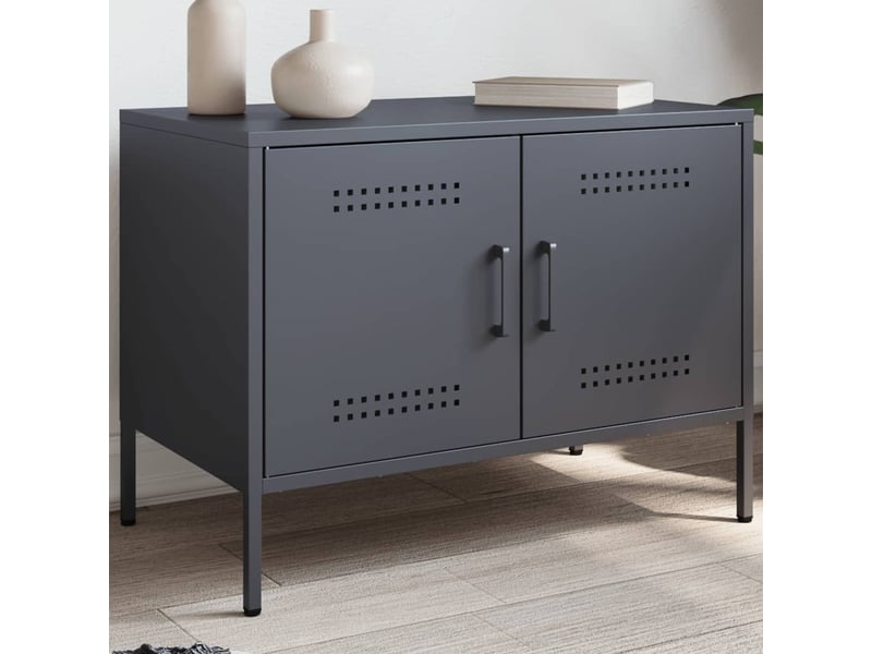  Meuble tv - banc tv - meuble de rangement anthracite 68x39x50,5 cm acier  - Conforama B