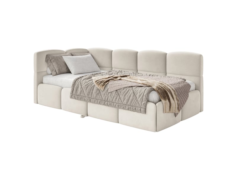  Selsey cloudy - lit rembourré - 170x185 cm - velours beige clair - côté gauche Cloudy - Conforama A