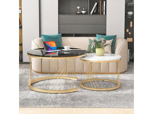 Table basse rond(e) coloris noir <strong></strong> <strong></strong> - 70 cmx45 cm