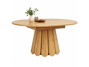 Table à manger extensible ronde en ovale 118x158 cm, panneau de fibres finition bois naturel, jusqu'à 6 personnes