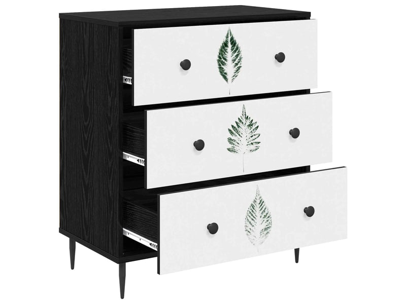  Commode chambre, meuble de rangement hanau imprimé feuilles vertes 66 x 36,5 x 76 cm  - Conforama C