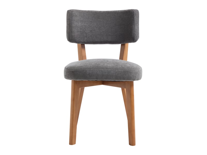  Lot de 2 chaises de salle à manger en tissu gris, pieds en bois  - Conforama A