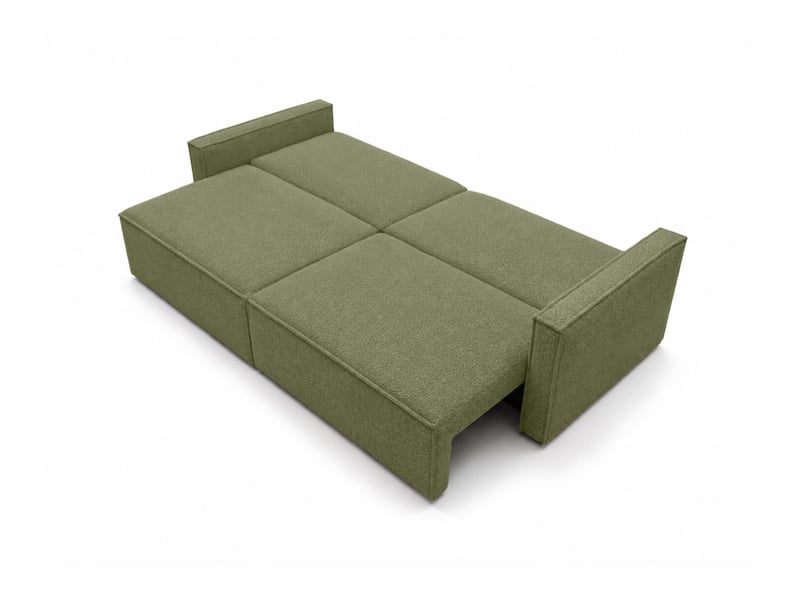  Farah - canapé droit 3 places convertible accoudoirs slim en tissu bouclettes texturées  - Conforama C