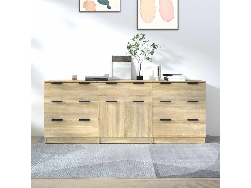 Buffets 3 pcs - bahut - meuble de rangement chêne sonoma bois d'ingénierie  - Conforama B