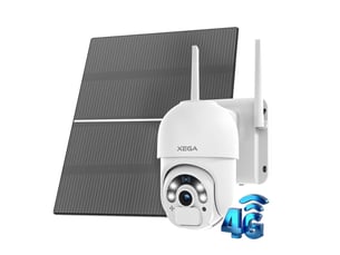 Camera de securite ptz 4g 2k vision nocturne couleur blanche ip66 panneau solaire 20w batterie 20000mah enregistrement continu 247