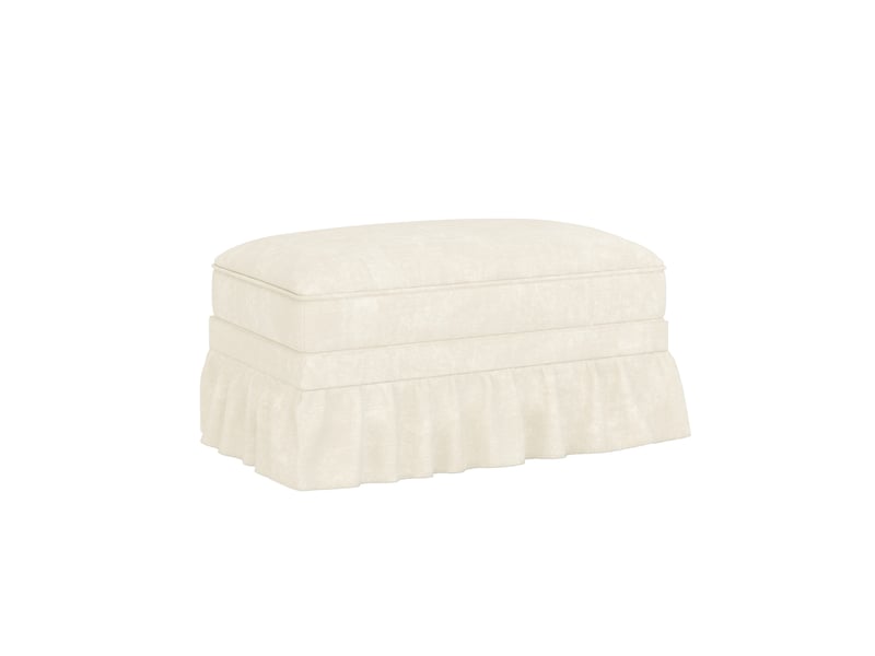  Pouf en chenille blanc 90x56,5x49 cm avec jupe à volants amovible  - Conforama A