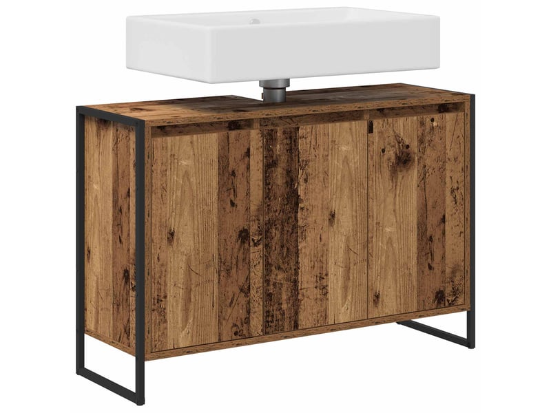  Cabinet de salle de bain, meuble de rangement bois ancien 90x30x60 cm  - Conforama C