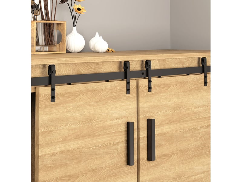  Système coulissant double porte 183 cm – noir – rail acier et accessoires de montage intérieur moderne  - Conforama D