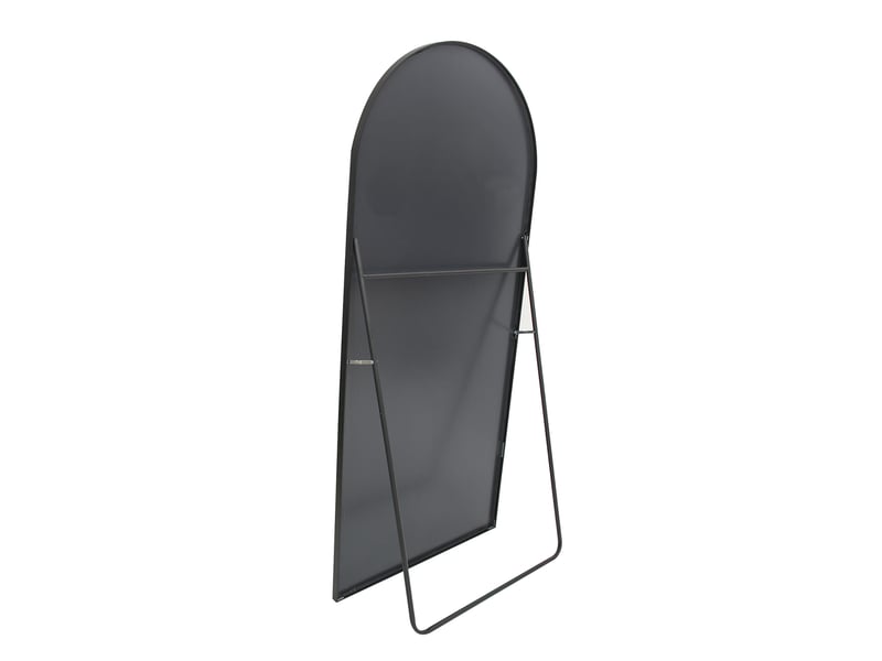  Miroir sur pied 162x53 cm,grand miroir pleine longueur,miroir mural arqué moderne ,cadre en aluminium,verre trempé hd,noir  - Conforama R
