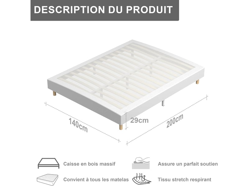  Mémoire ensemble composè, matelas en mousse 140x200x30 cm+sommier à lattes volige,9 pieds inclus,ensemble matelas et sommier  - Conforama B