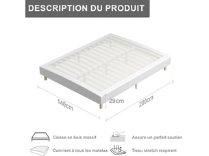 Ensemble matelas et sommier 140x200 cm Ressorts soutien Ferme épaisseur 30 cm