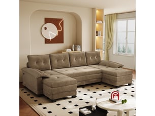 Canapé droit convertible IKSETERA TRADING LTD 4 places Tissu marron