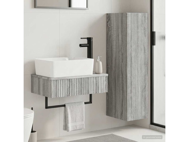  Ensemble de mobilier de salle de bain 2 pcs sonoma gris shl9577  - Conforama B