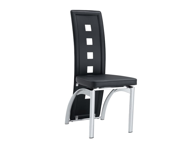  Lot de 2 chaises de salle à manger,43x49x102,5 cm,similicuir et métal argenté,noir  - Conforama D