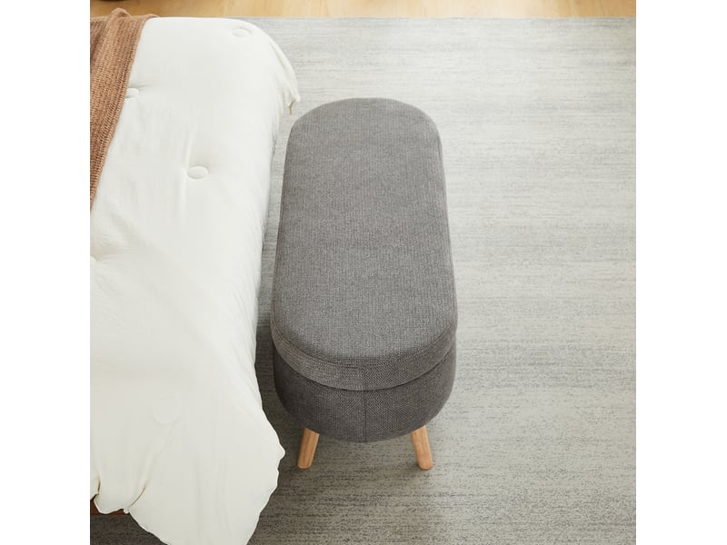  Banc de lit coffre 110x40x42 cm, rangement, banc d'entrée, bout de lit, pour chambre, salon ou couloir, chenille, gris  - Conforama E