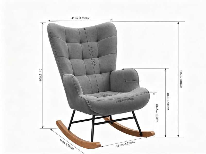  Gray teddy bear plush rocking chair, square tufted high-backed cushioned rocking chair with wooden rocking rod, suitable for bedroom, nursery, and living room.  - Conforama D