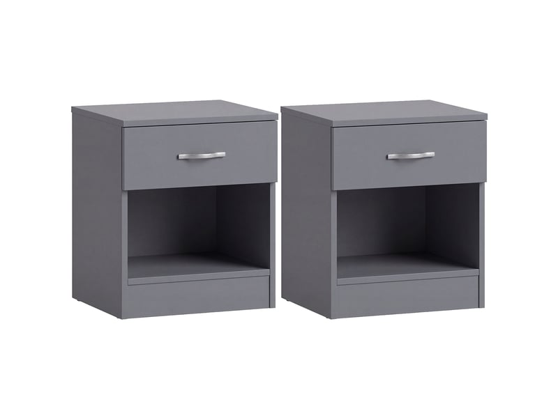  Table de chevet riano, commode de nuit, chambre, 47x40x36cm, set de 2, 1 tiroir, gris 3332393 - Conforama A