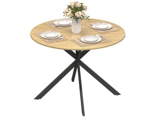 Table de salle à manger ronde pour 4 personnes, style industriel, pour cuisine et salle à manger, 100 cm