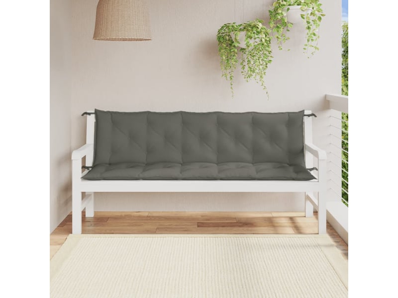  Lot de 2 coussins de banc de jardin, coussins d'assise gris foncé mélangé tissu cf58662  - Conforama C
