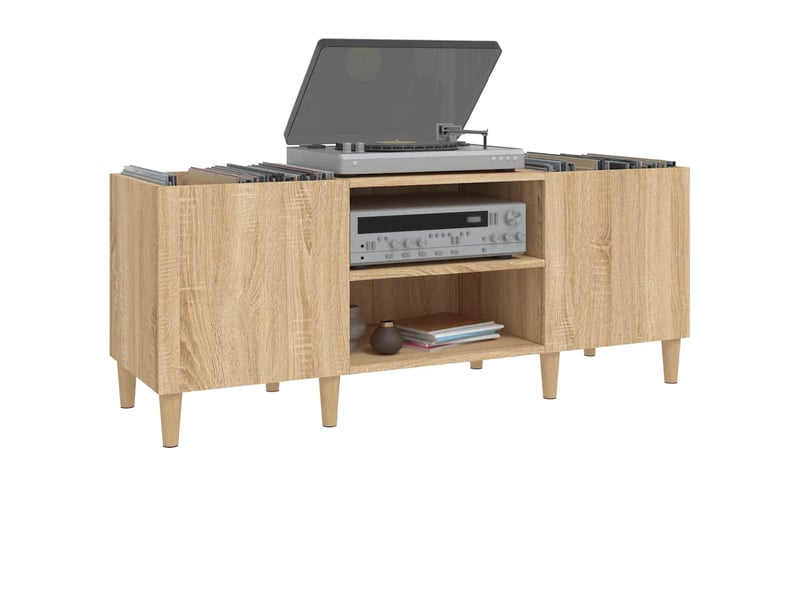  Meuble à disques chêne sonoma 121x38x48 cm bois d'ingénierie  - Conforama D