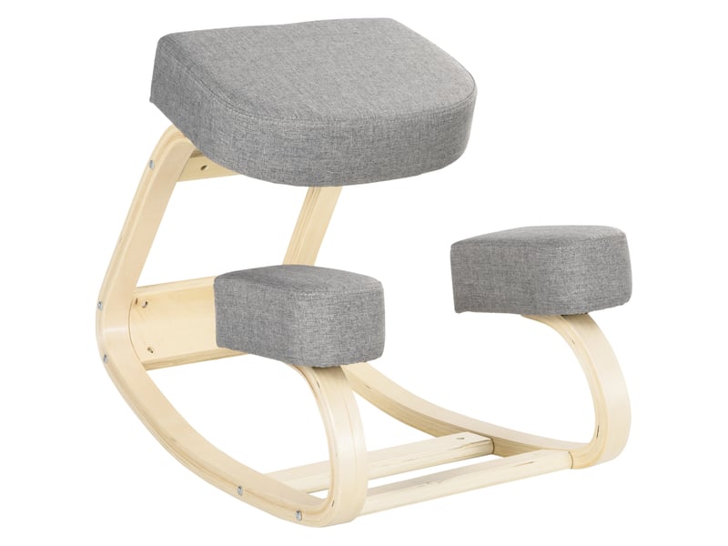  Chaise à genoux, tabouret ergonomique, tabouret rembourré pour une posture saine, bois de bouleau, capacité de charge 120 kg, gris  - Conforama A