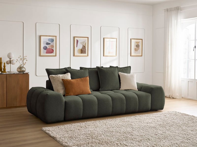  Bobochic canapé droit fixe 3 places everest tissu chiné vert EVEREST - Conforama B