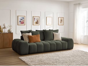 Canapé droit fixe BOBOCHIC EVEREST 3 places Tissu vert