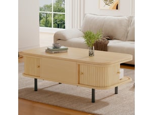 Table basse rectangulaire coloris naturel MODFU - 51 cmx101 cm