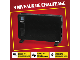Radiateur électrique 2300 w thermostat 5-37°c télécommande minuterie 24h écran lcd noir