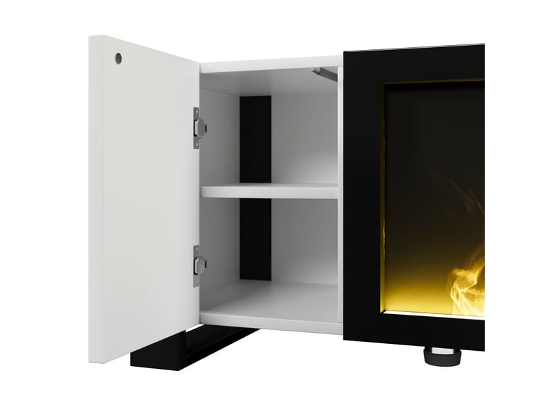  Meuble tv cheminée électrique effet flammes sans chauffage haut brillant avec rangement assorti meuble tv avec rangement  - Conforama D