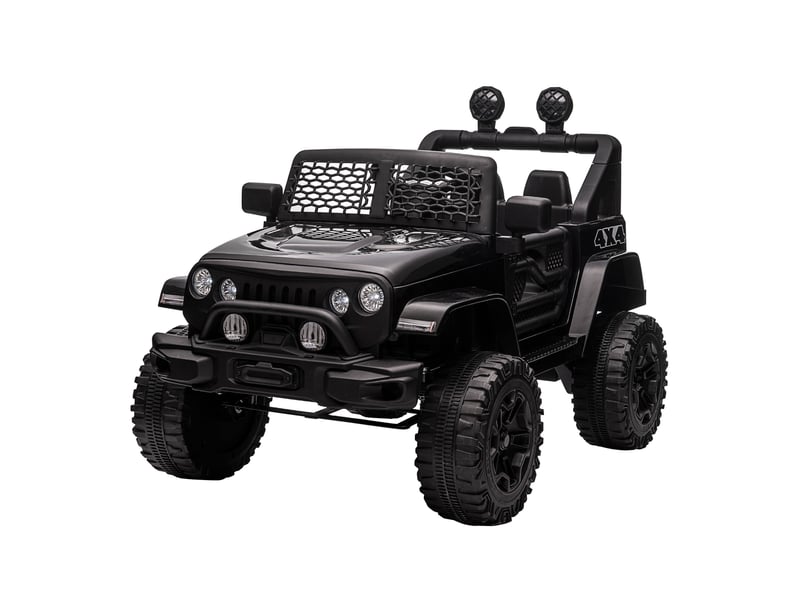  Voiture électrique pour enfants 12v avec télécommande, suspension à 4 roues, phares et klaxon, mp3, vitesse 3-5 kmh, pour 3-6 ans - noir  - Conforama B