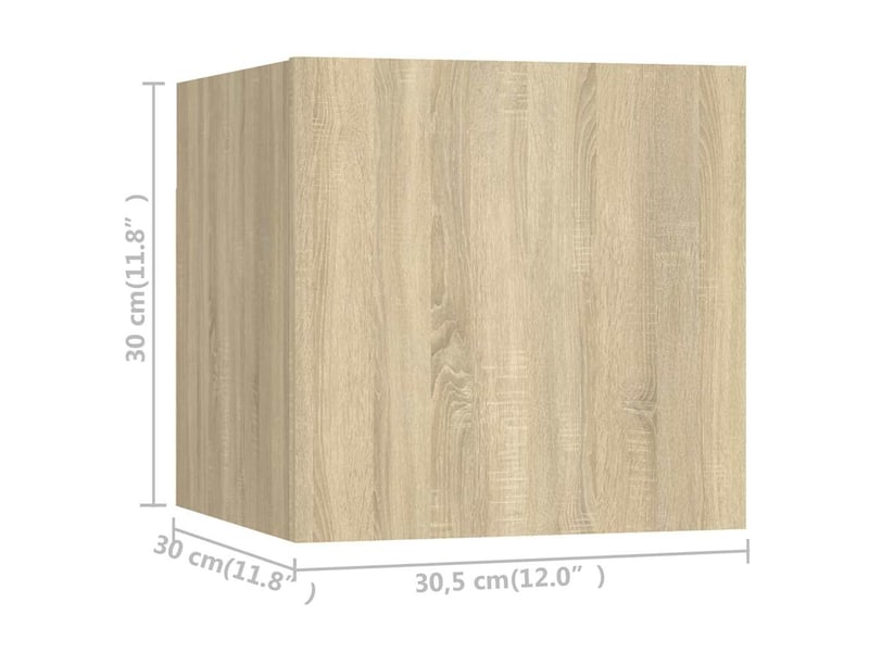  Lot de 8 meuble tv mural, meuble tv suspendu chêne sonoma 30,5x30x30 cm  - Conforama E